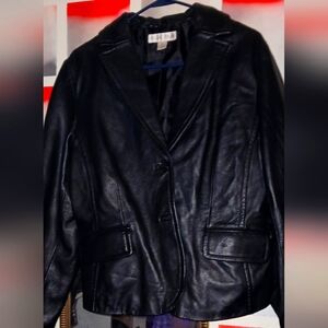 Casual Corner Elegant Black Jacket Nice Leather Coat